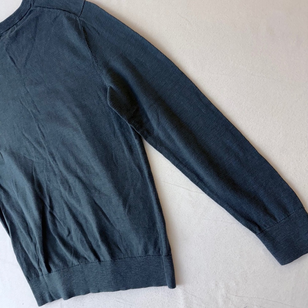 Banana Republic Mens Organic Cotton Crewneck Sweater Blue Gray Medium - Picture 9 of 10